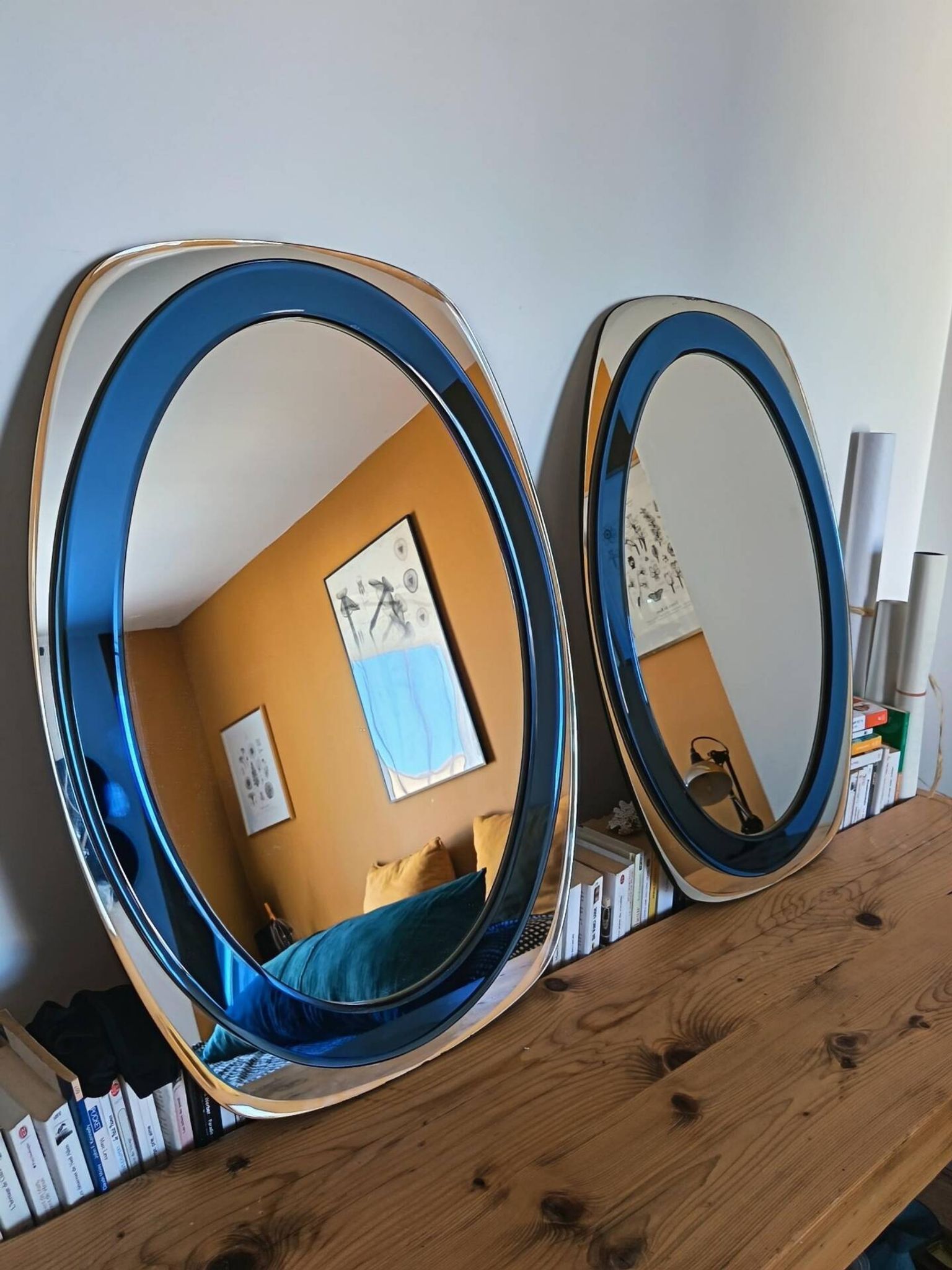 Pair of vintage italian mirrors from the 70s – attributed to cristal art