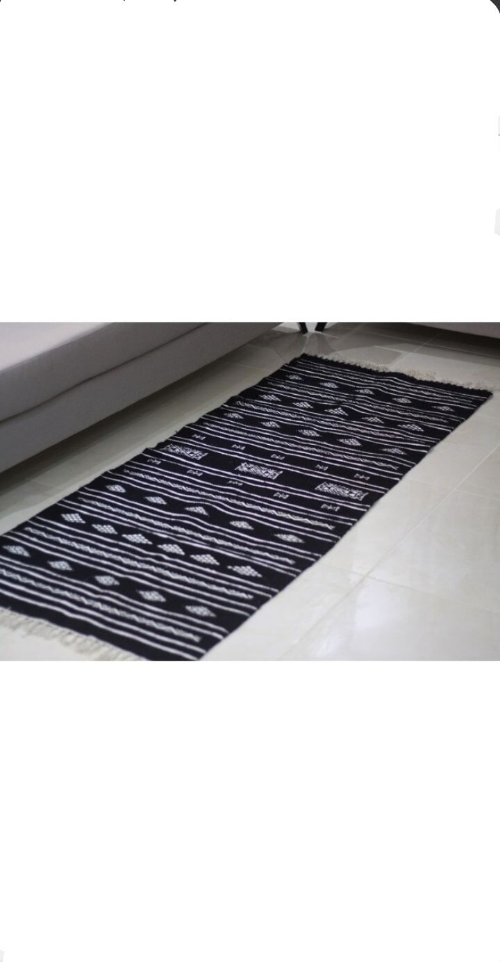 Black Berber kilim carpet handmade  200x77cm