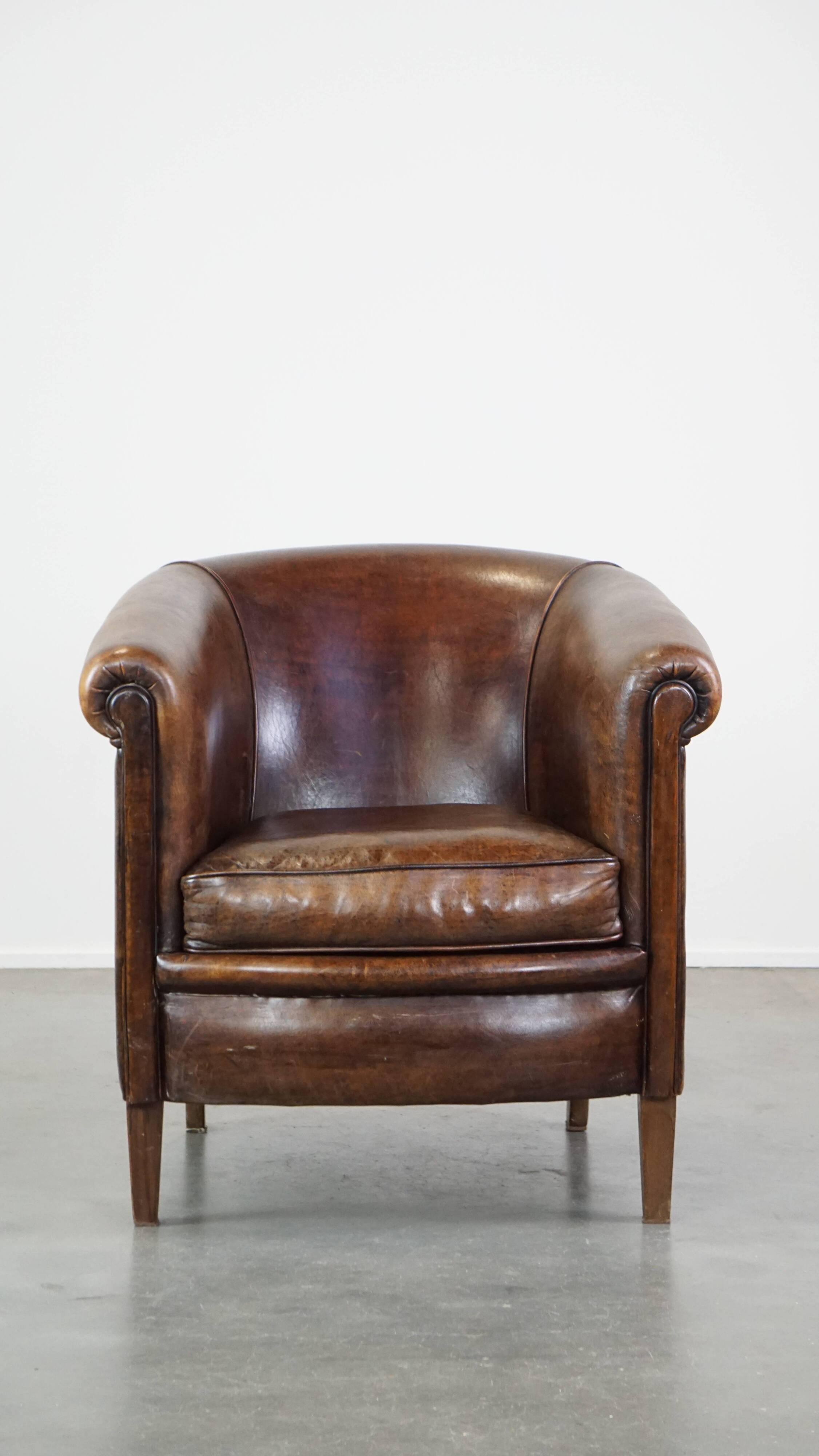 Fauteuil club en cuir de mouton