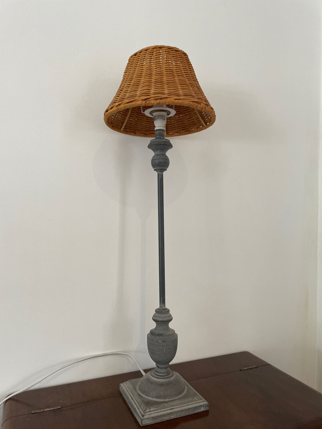 Vintage wood and metal lamp 1980.