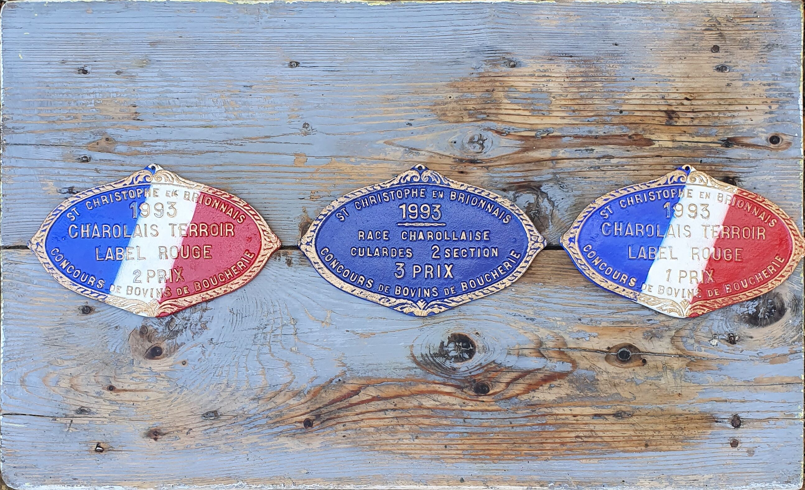 3 plaques de concours agricole- Charolais français