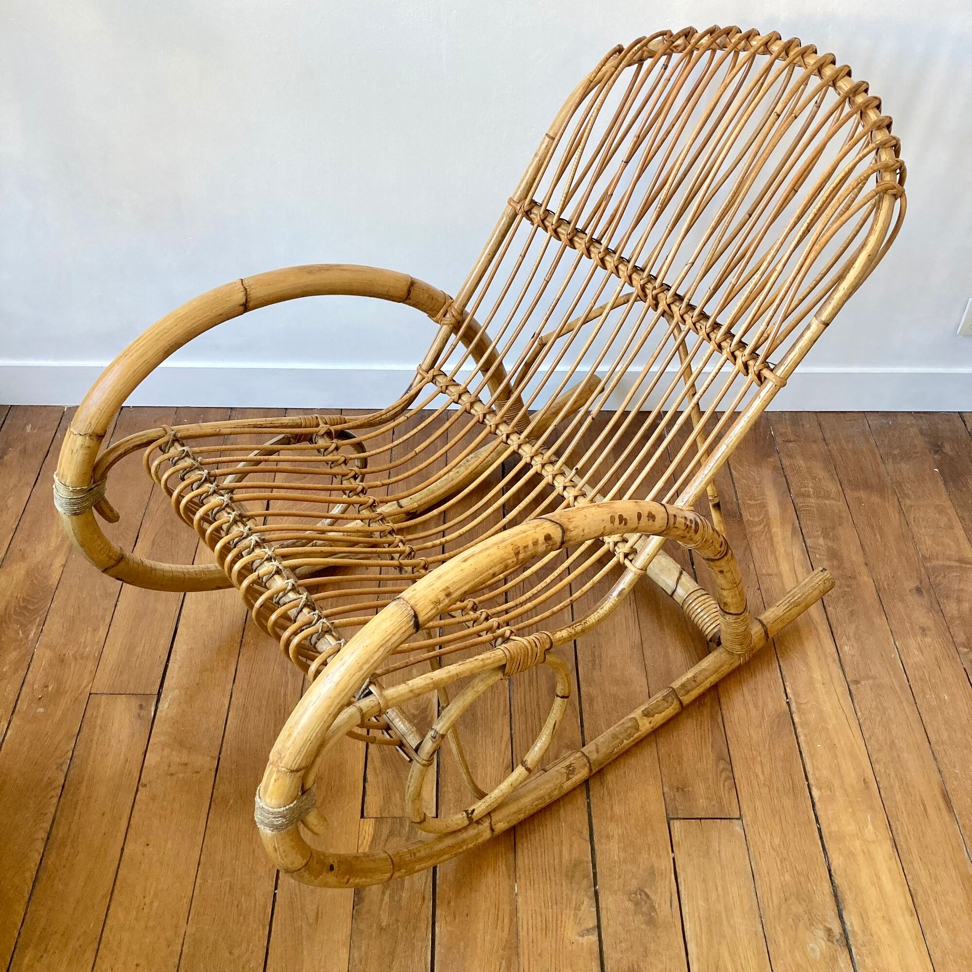 Rocking chair rattan Rohe Noordwolde 60s or rocking chair