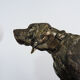 Lamp, Art Deco night light, dog on black marble base, pink globe. Year 30