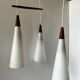 Vintage Scandinavian suspension triple teak and opaline.