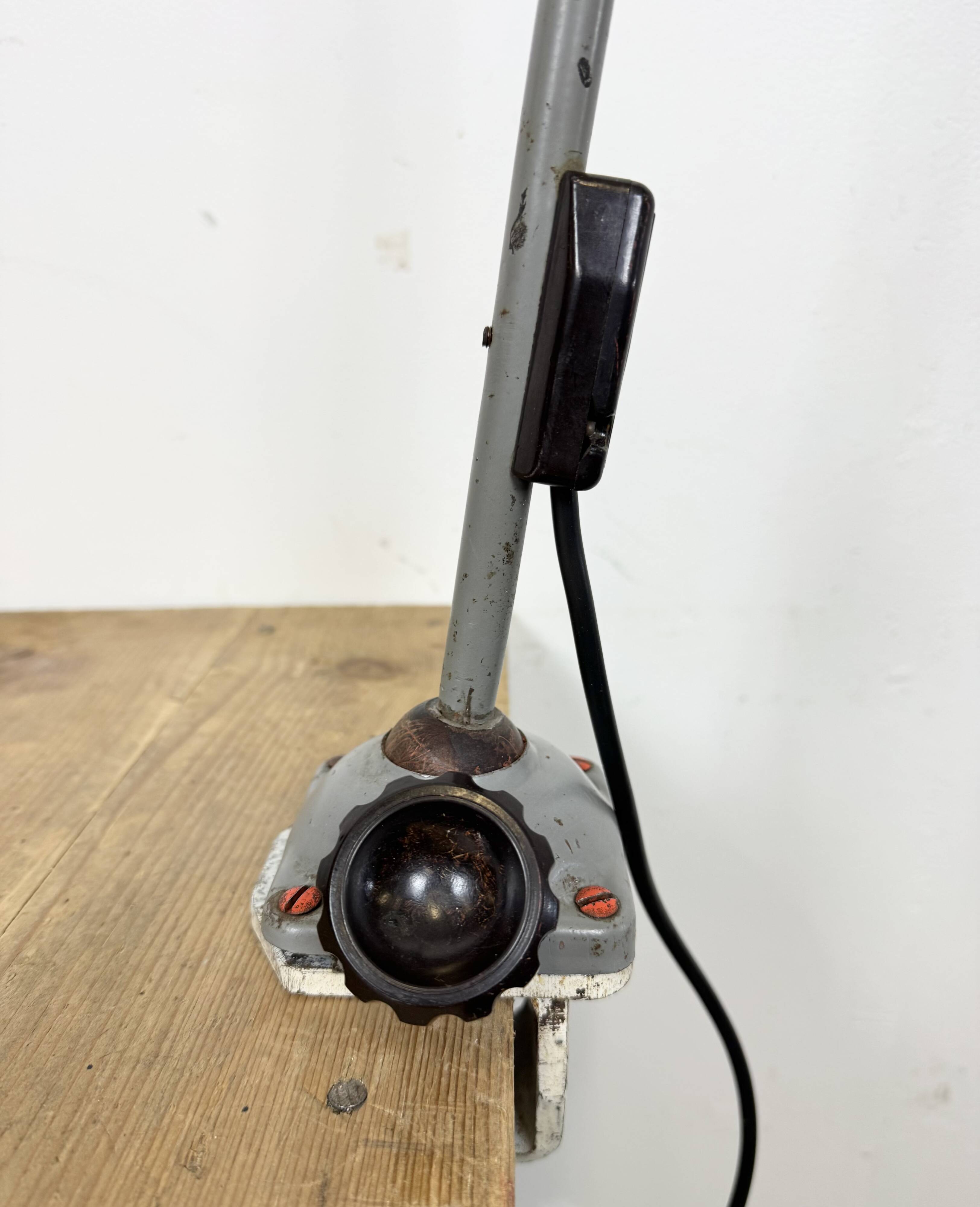 Large Grey Industrial Workshop Table Lamp, 1960s