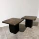 Pair of vintage Kneipp side tables with sculptural tops in mixed materials, 1970s
