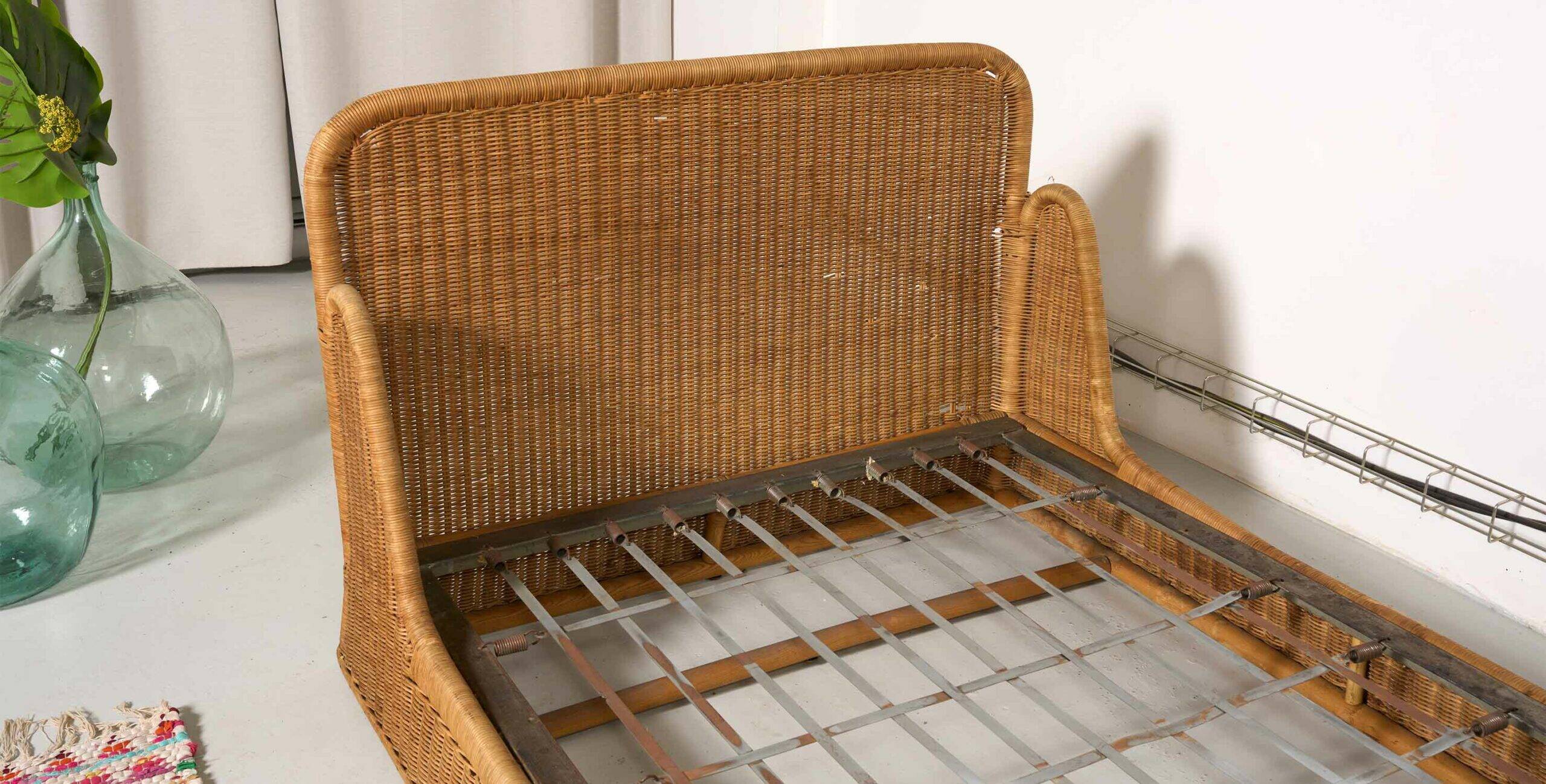 Vintage rattan sofa bed