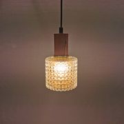 Older Swedish hanging lamp in multi-layered crystal glass with rosewood top and brass ring.