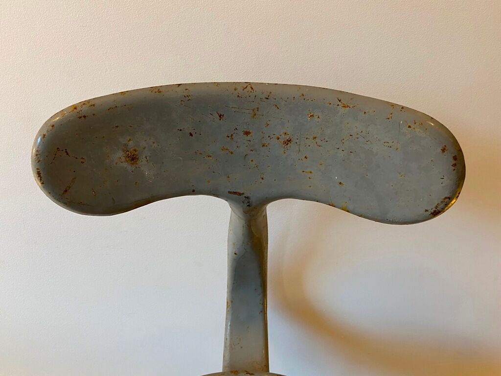 Nicolle industrial architect high chair swivel up adjustable metal gray 1950