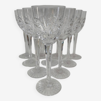 10 large crystal wine glasses, first part of the 20th century.