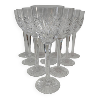 10 large crystal wine glasses, first part of the 20th century.