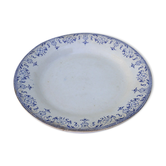 Old plate blue décor service La Valliere Montereau and Creil
