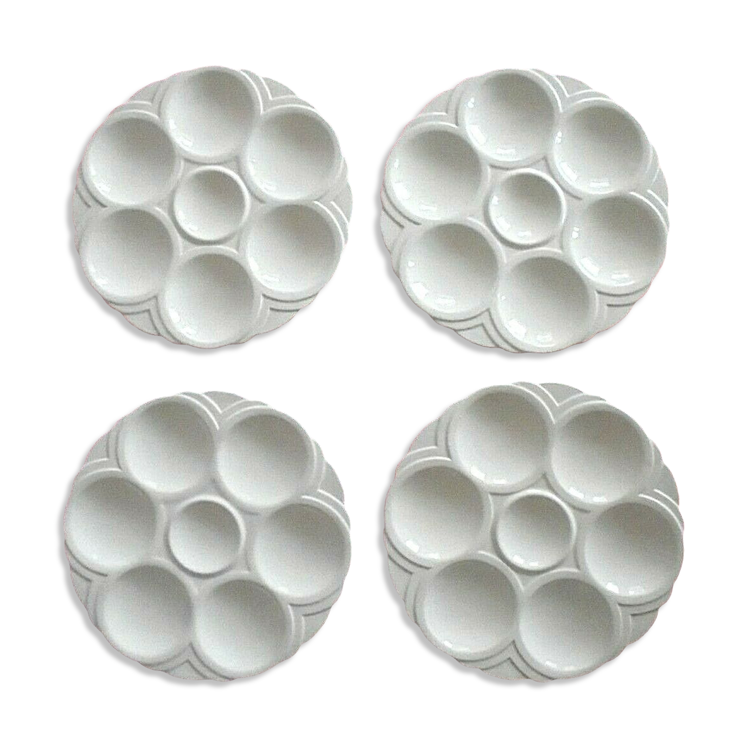 Lot 4 white plates at Hors d'oeuvre faïencerie Sarreguemines