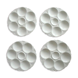 Lot  4 assiettes blanches à Hors d'oeuvre faïencerie Sarreguemines
