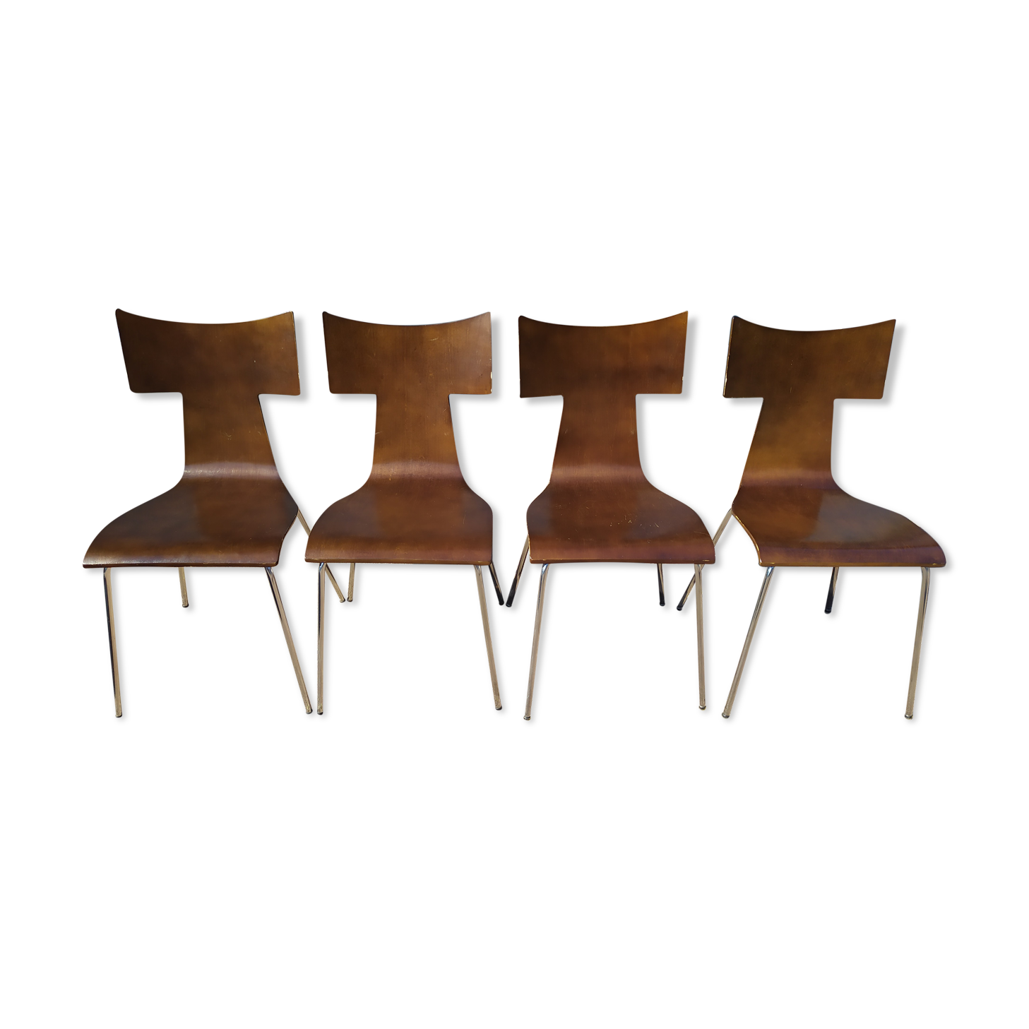 Set of 4 metal and wood chairs