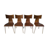 Set of 4 metal and wood chairs
