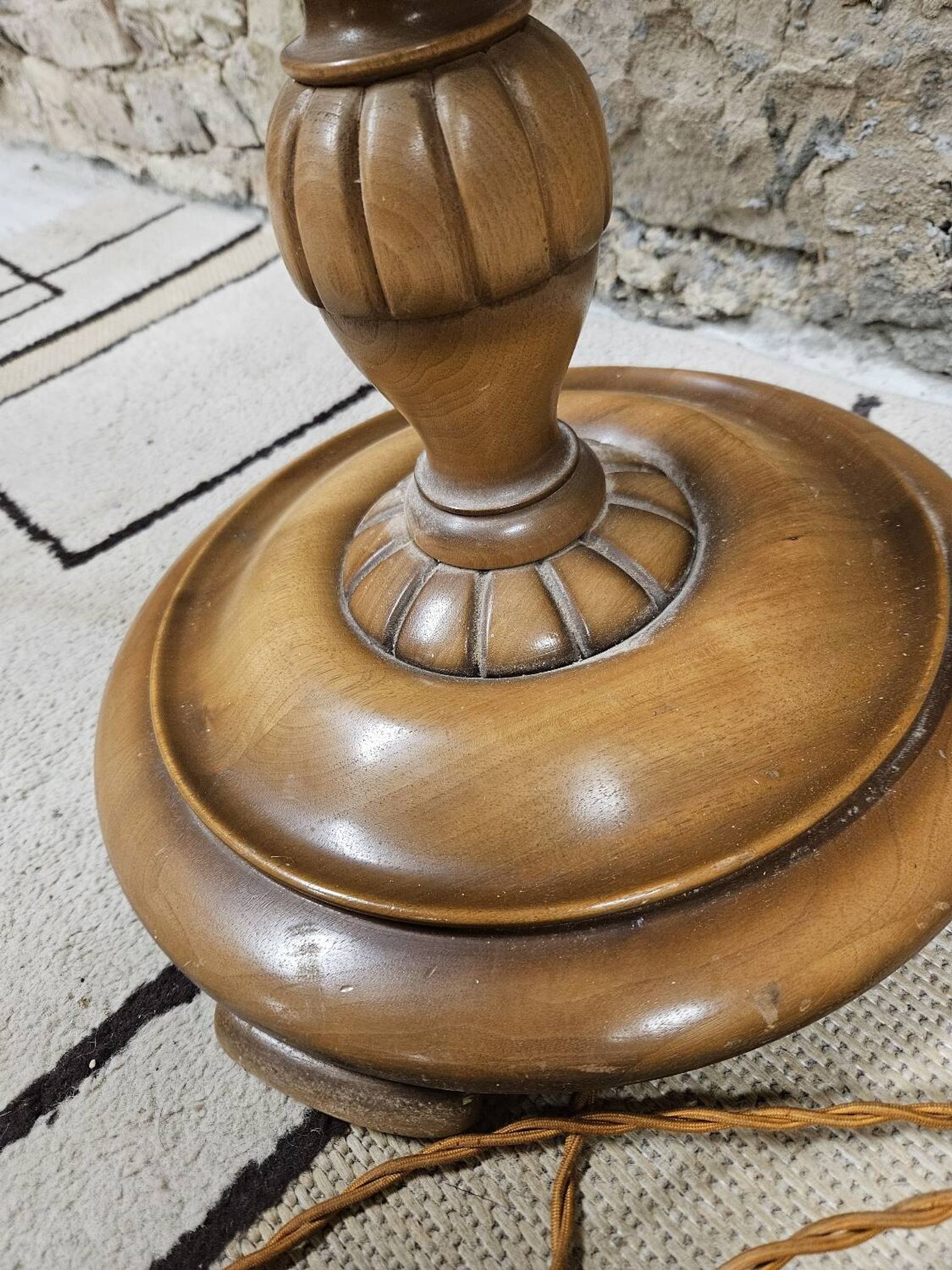 Lampadaire bois touné  Art Déco 1960