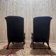 Paire de fauteuils anglais chesteefield en cuir noir