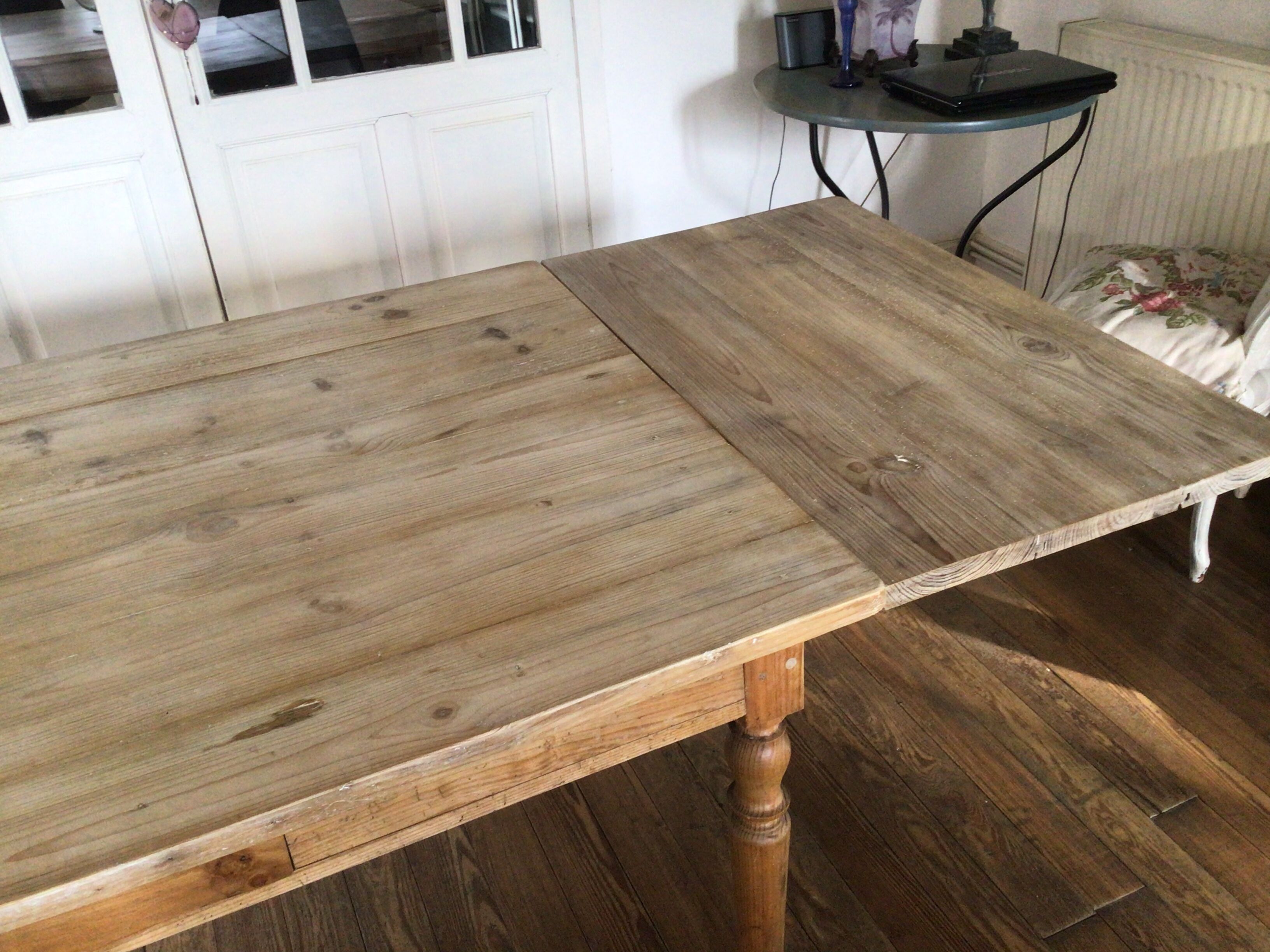 Nineteenth century farmhouse table in fir with extensions