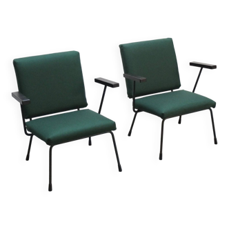Modernist pair of '1401' easy chairs by Wim Rietveld for Gispen, 1954