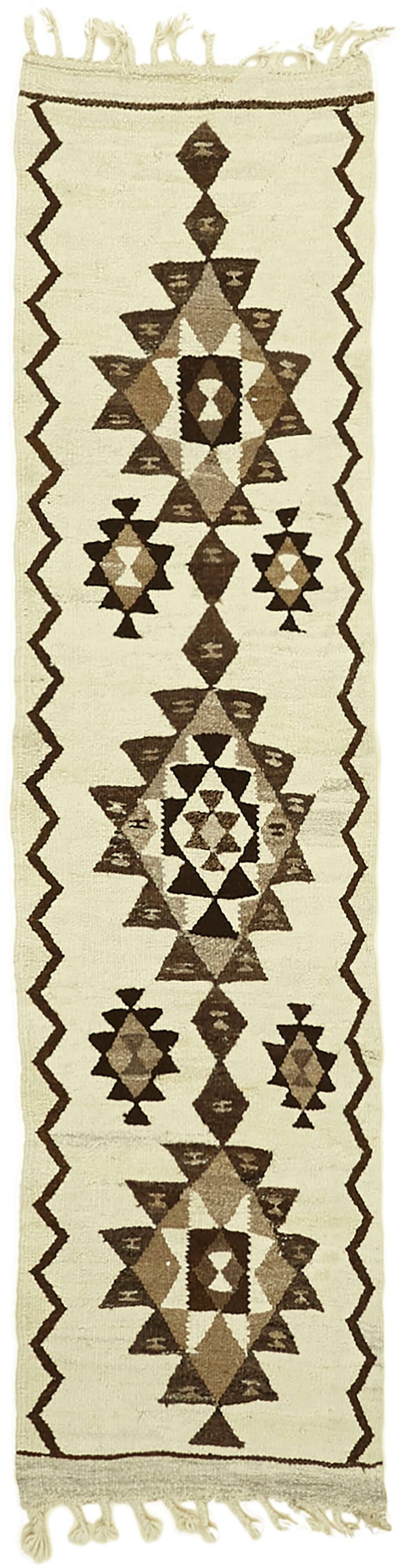 Turkish Handwoven Vintage Herki Kilim 80 cm x 273 cm