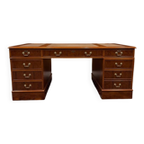 Classic English Desk with Brown Leather