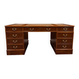 Classic English Desk with Brown Leather