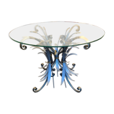 Round coffee table over glass base ears of wheat 1990s.