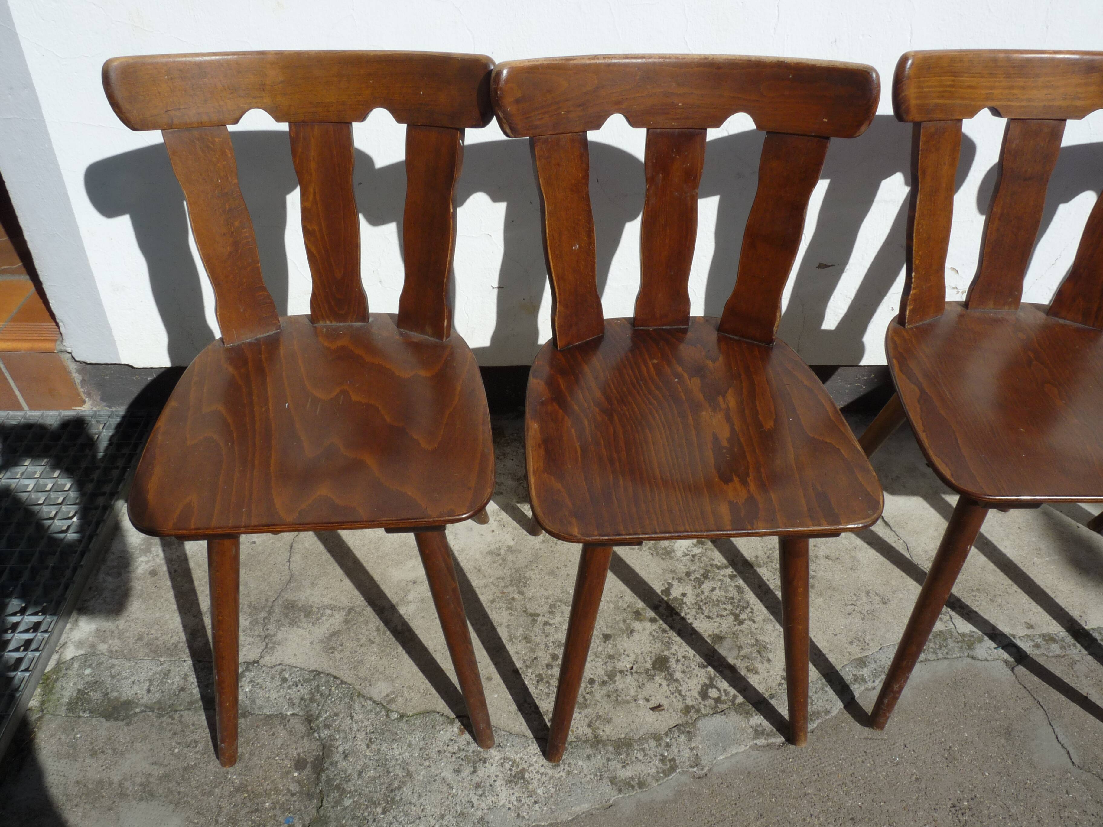 Lot of 4 wooden bistro chairs - 70s 80s 90s