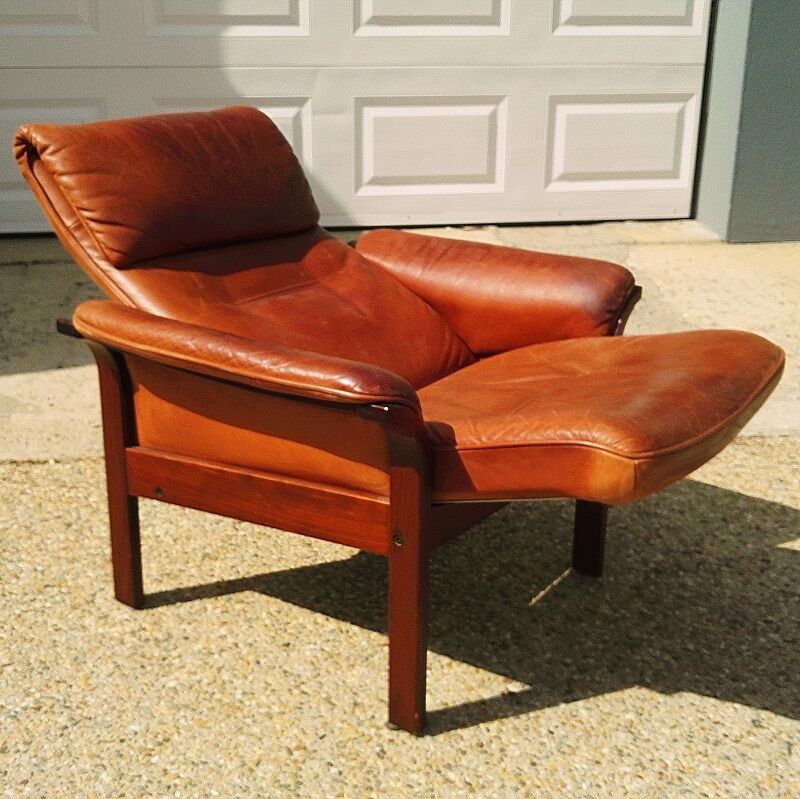 Scandinavian leather rest chair, Mobler Get, vintage