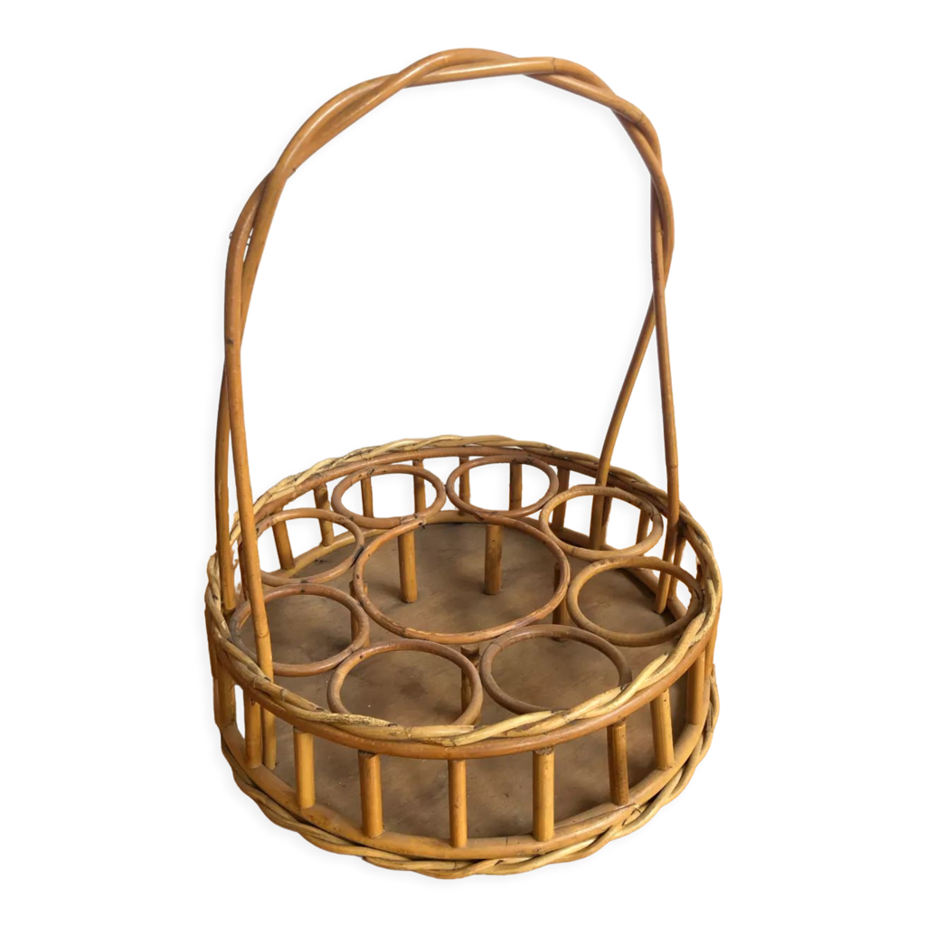 Range Bouteille Vintage En Rotin Et Osier – Panier 37x37x25 Cm – Occasion