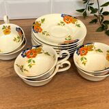 Set of 6 cups and under cups in earthenware