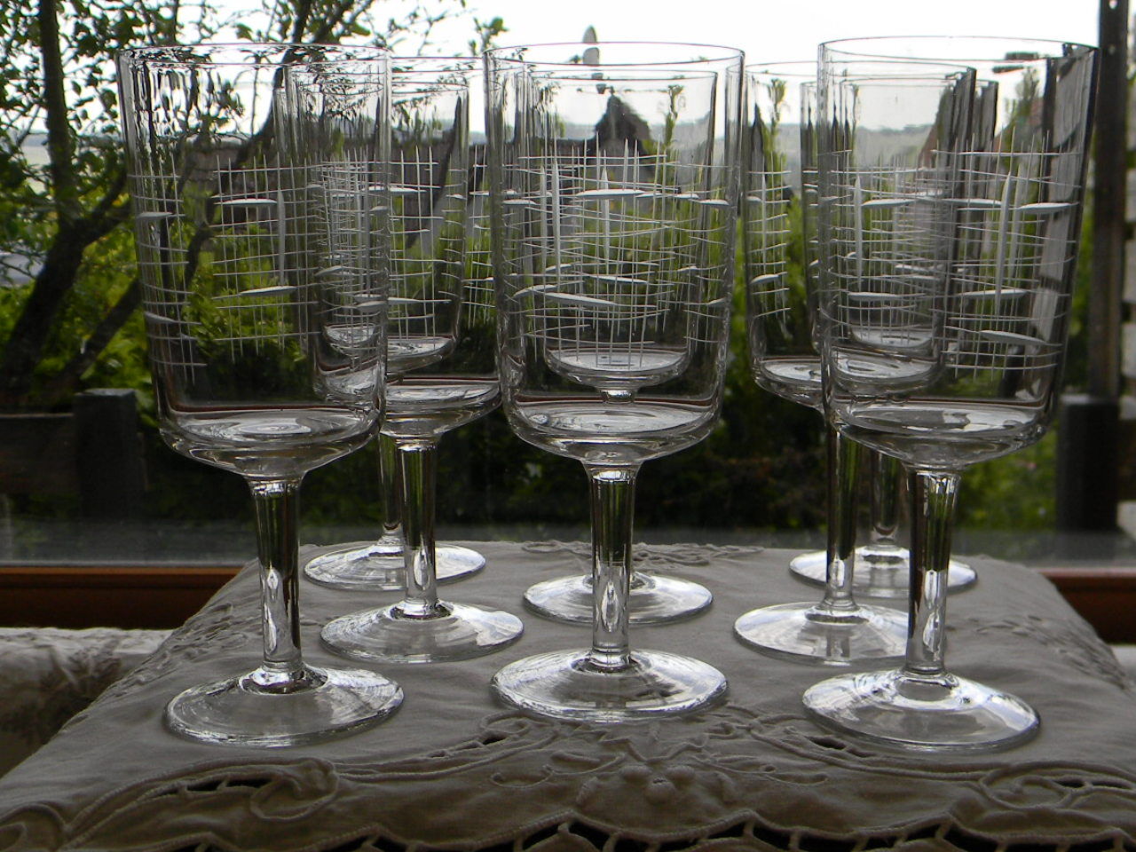 Set of 8 glass water glasses 1950s