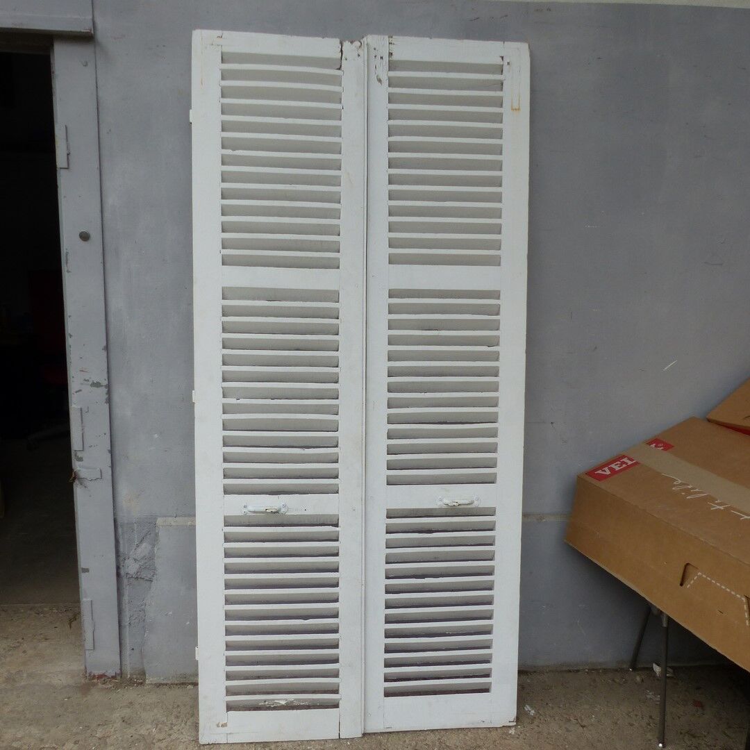 Old wooden shutters louvers 2 leafs
