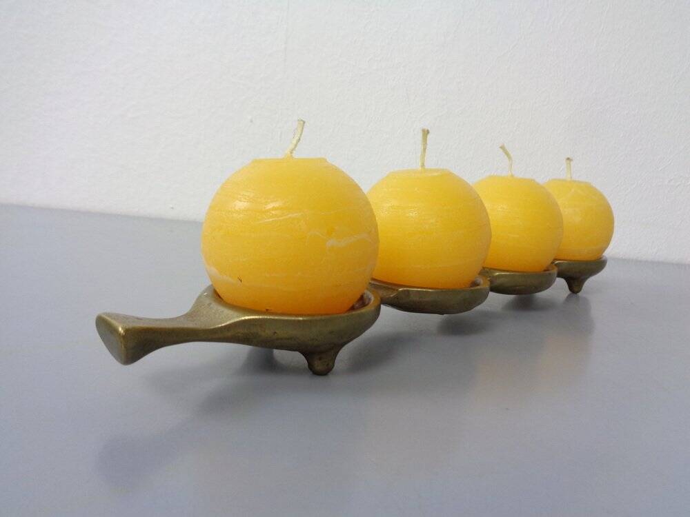 Brutalist Bronze Candleholder by Michael Harjes, 1960s