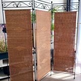 Wrought Iron and Rattan Screen
