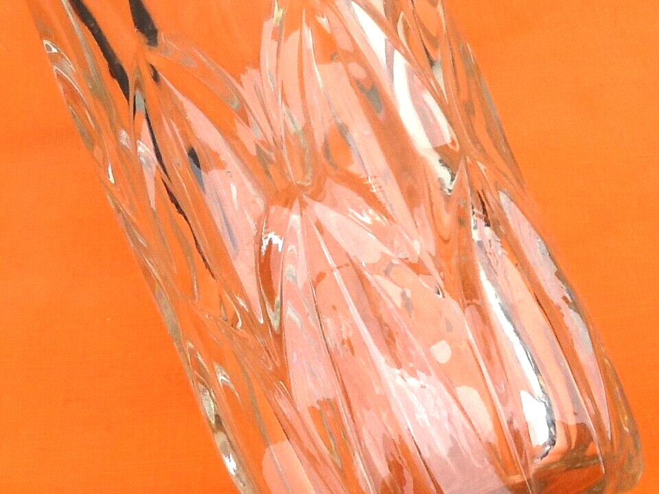 Art deco style vase transparent molded glass / geometric decoration