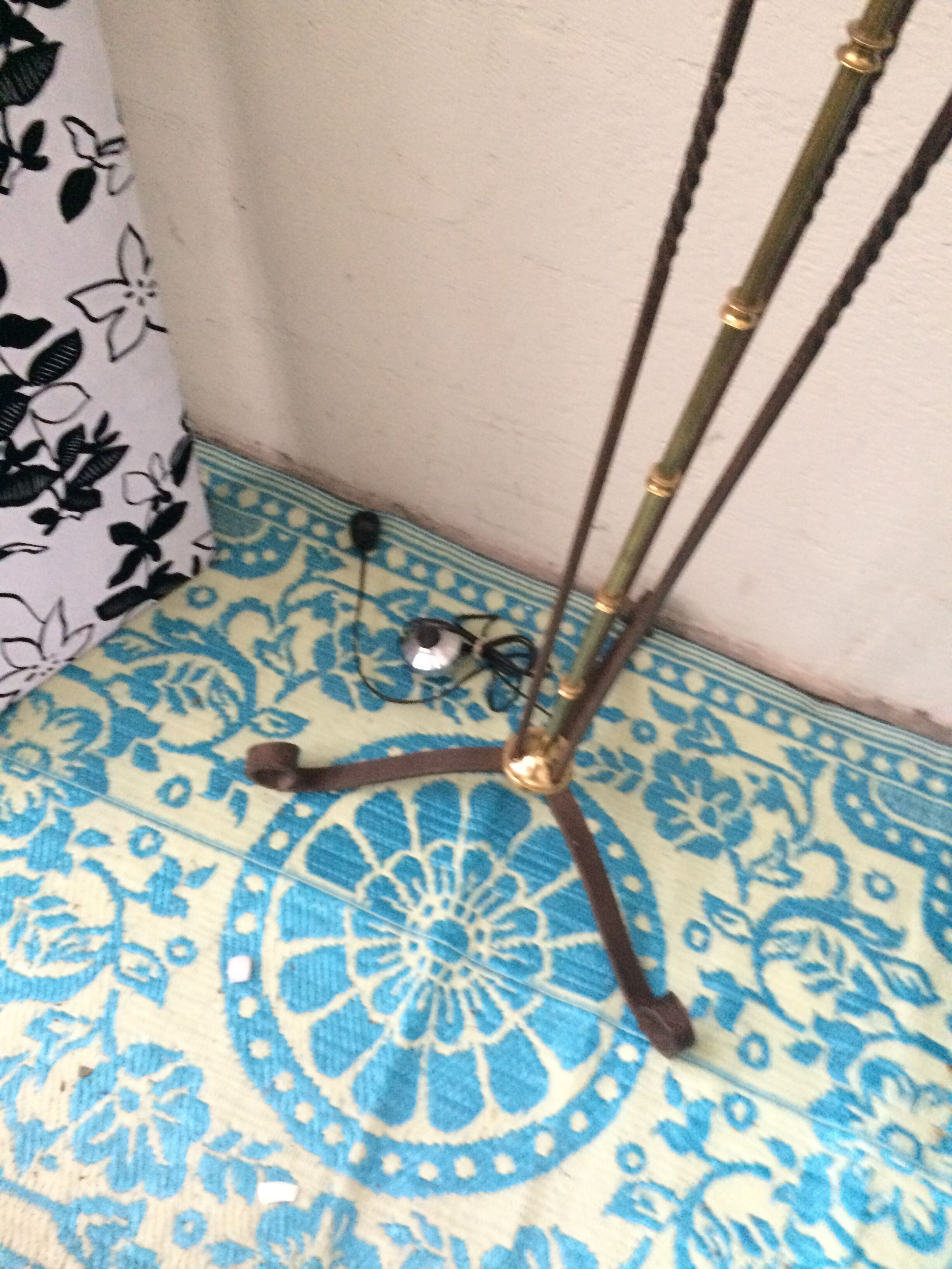 Lamppost twisted wrought iron and brass vintage