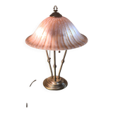 brushed brass lamp glass shade vianne 1970 to 80 with independent pulls h47x35