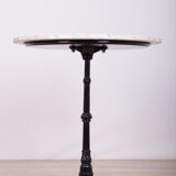 Art nouveu cast iron and marble pedestal table