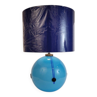 Art Deco table lamp, blue glass sphere, Charles Schneider workshop, 1940s – France