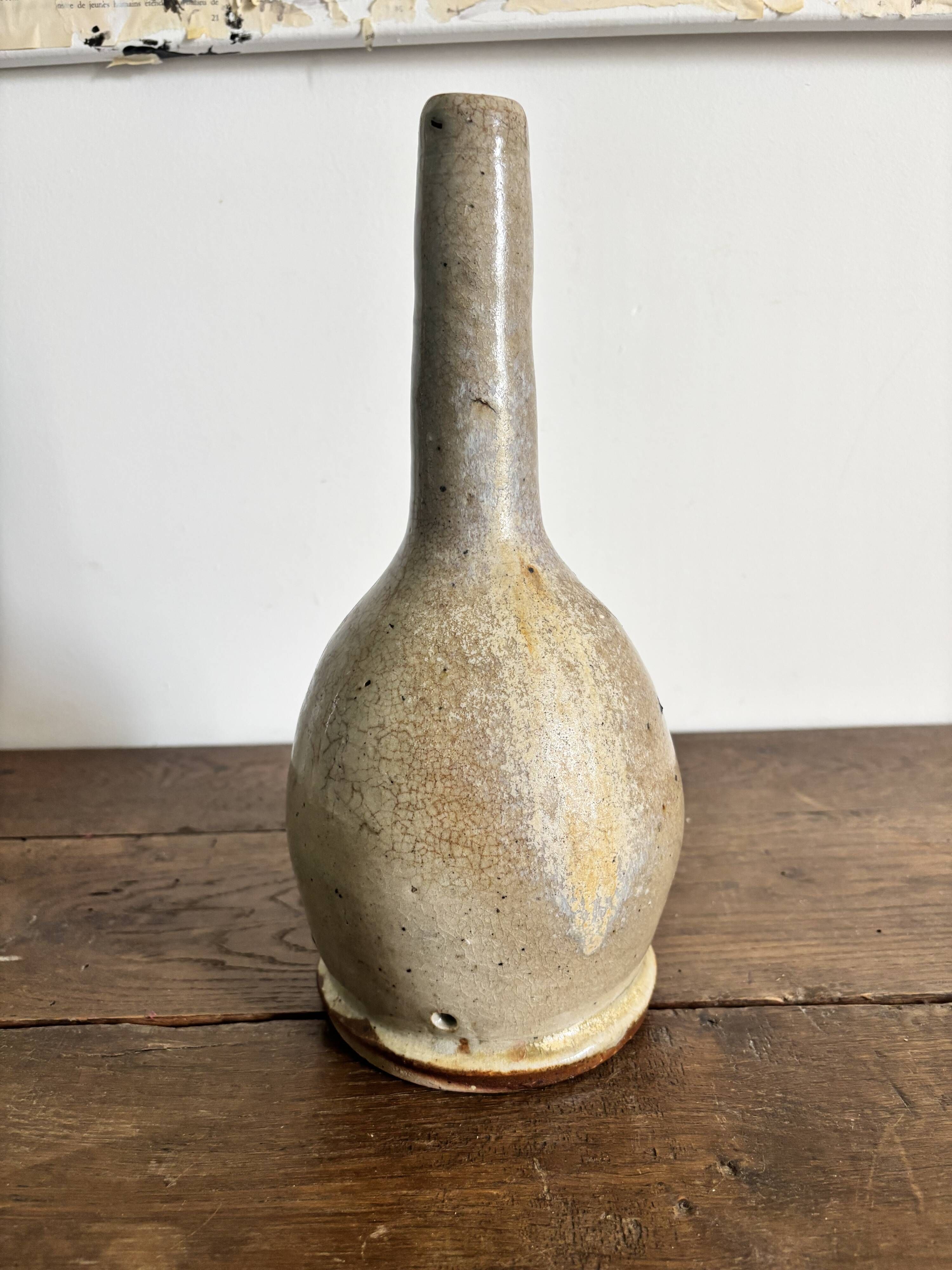 Grand vase soliflore en grès vintage
