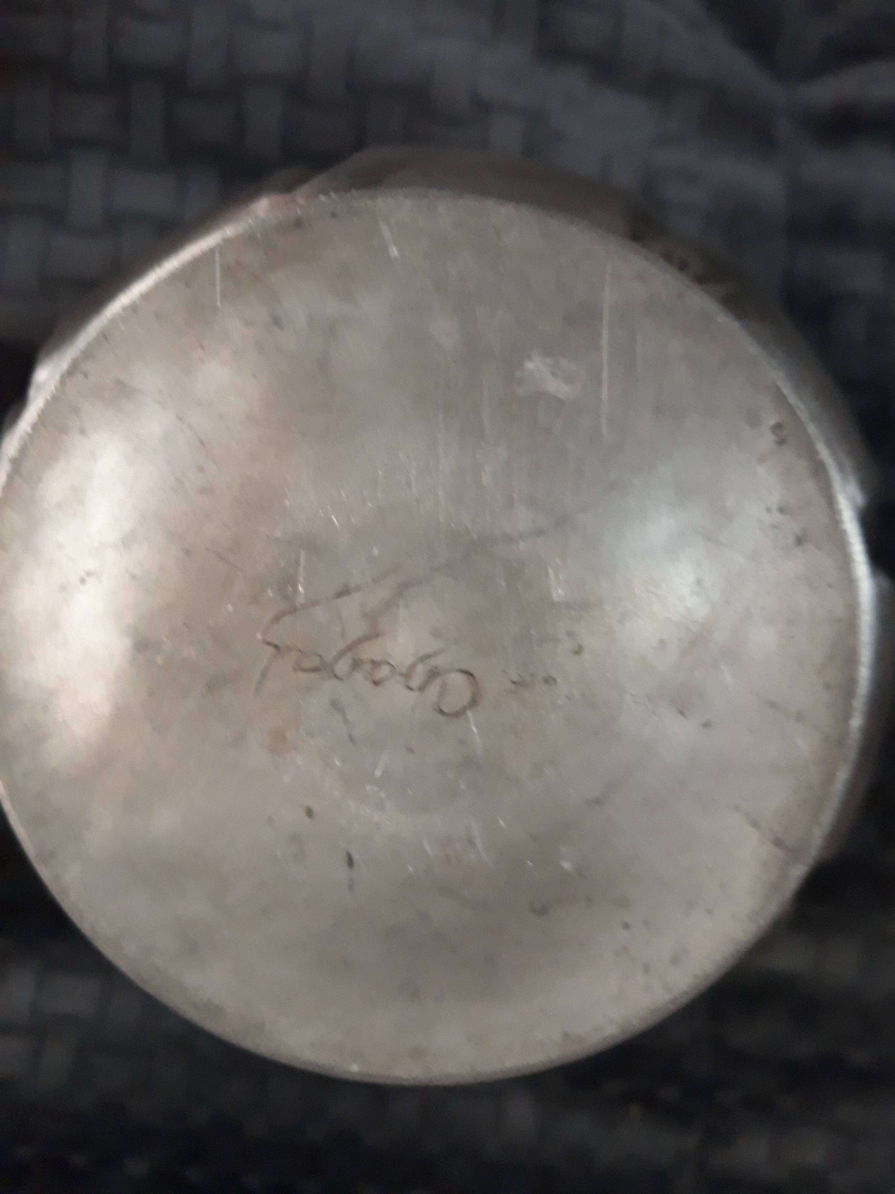 Vase ball Art Deco pewter signed Eugene Alice Chanal