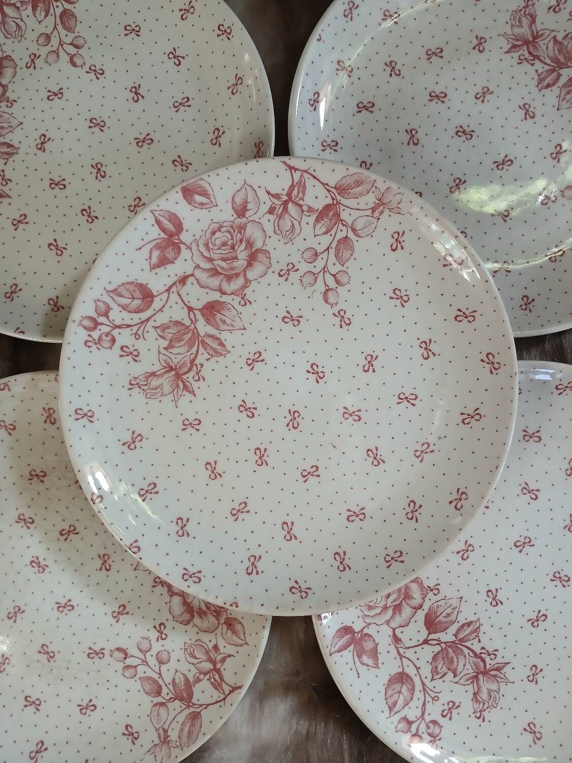 7 antique dessert plates Gien