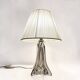 vintage crystal lamp base from the 1960s with a white ribbon shade