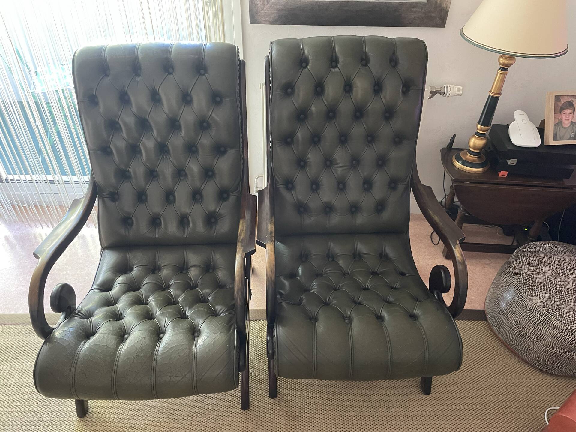 2 Chesterfield armchairs
