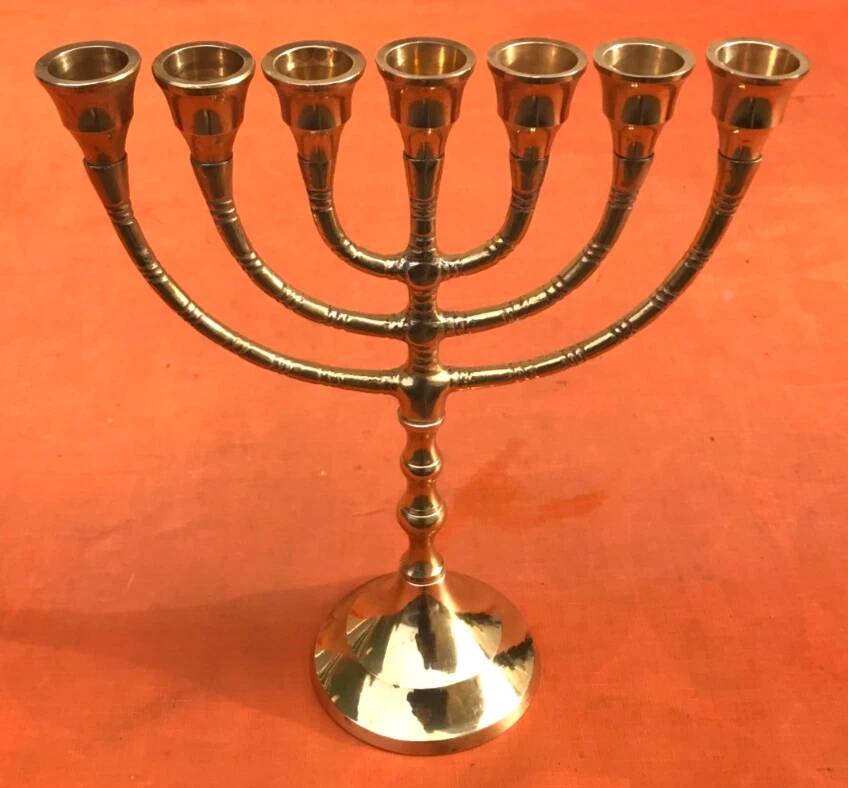 Menorah Chandelier 7 branches Polished Brass