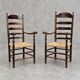 Early 20th century handcrafted and carved highback / ladder back chairs /