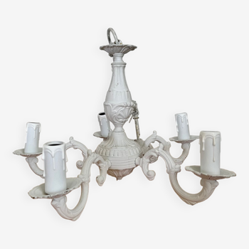 Lustre en bronze patine blanc