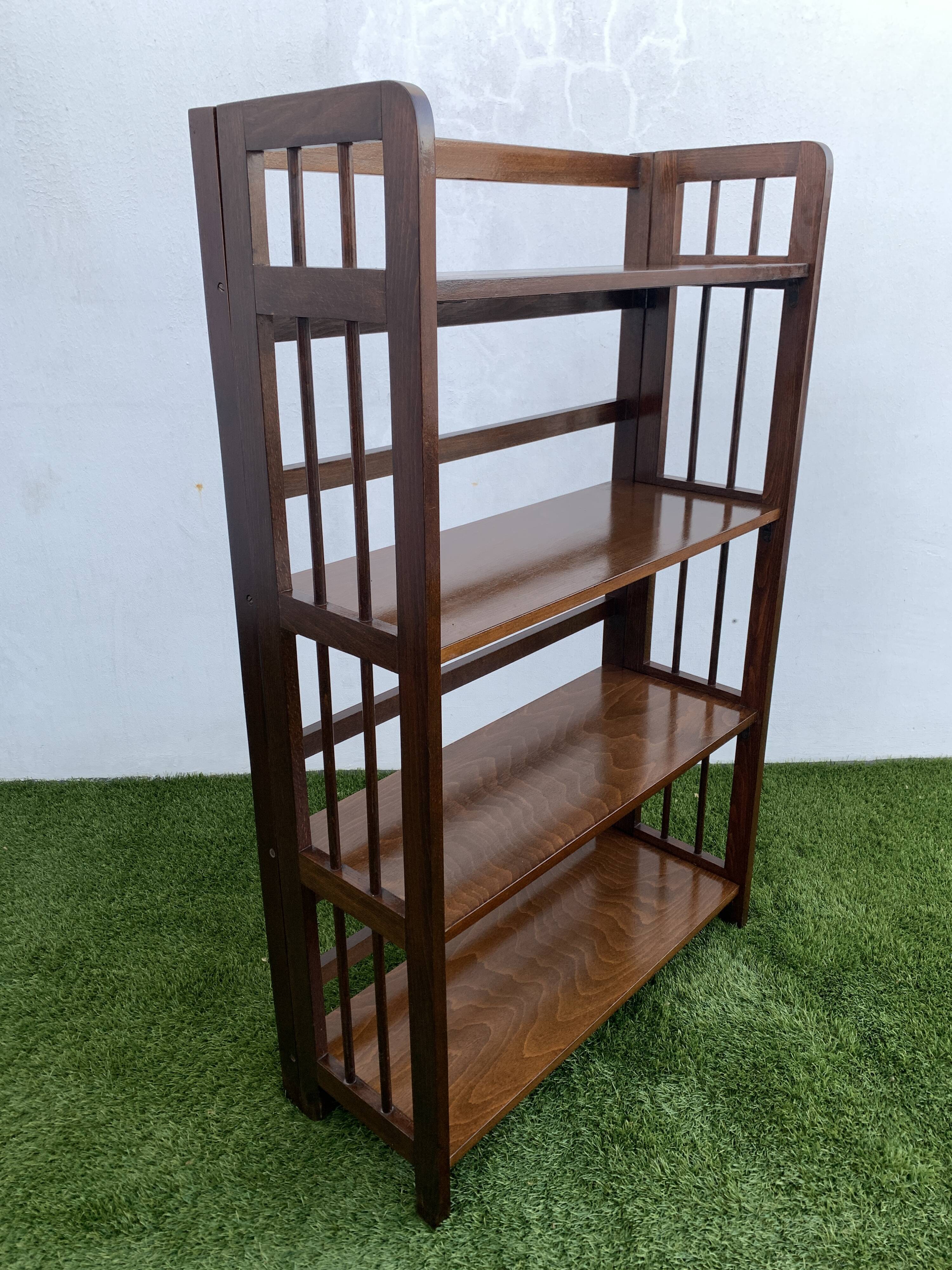 Bibliothèque pliante en bois, 4 étagères, 1950
